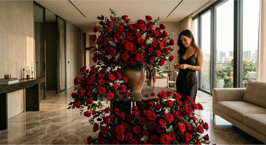 A grand bouquet of 400 red roses arranged for a luxury romantic gesture in Dubai