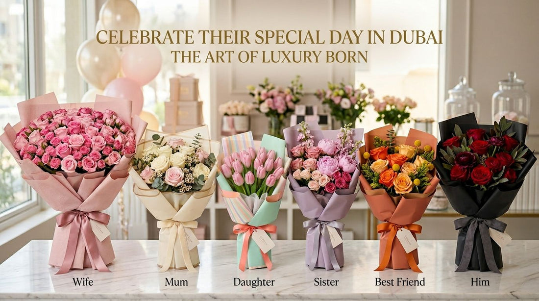 Best birthday flowers in Dubai featuring luxury birthday flower arrangements for her, him, wife, mum, sister, daughter and best friend with same day flower delivery in Dubai