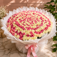 1,001 White & Pink Mix Roses – Ultimate Grand Bouquet | 5-Hour Dubai Delivery