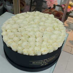 100 White Roses – Luxury Box Arrangement | Same-Day Dubai Delivery
