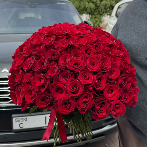 101 Red Rose Bouquet Without Wrapping Fresh Flower