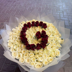 200 Roses – Transparent Wrapping with Custom Letters | Luxury Dubai