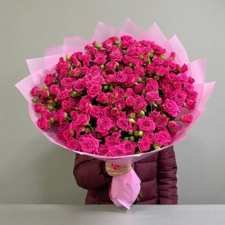 50 Pink Fuchsia Baby Roses – Bold Luxury Bouquet | 5-Hour Dubai