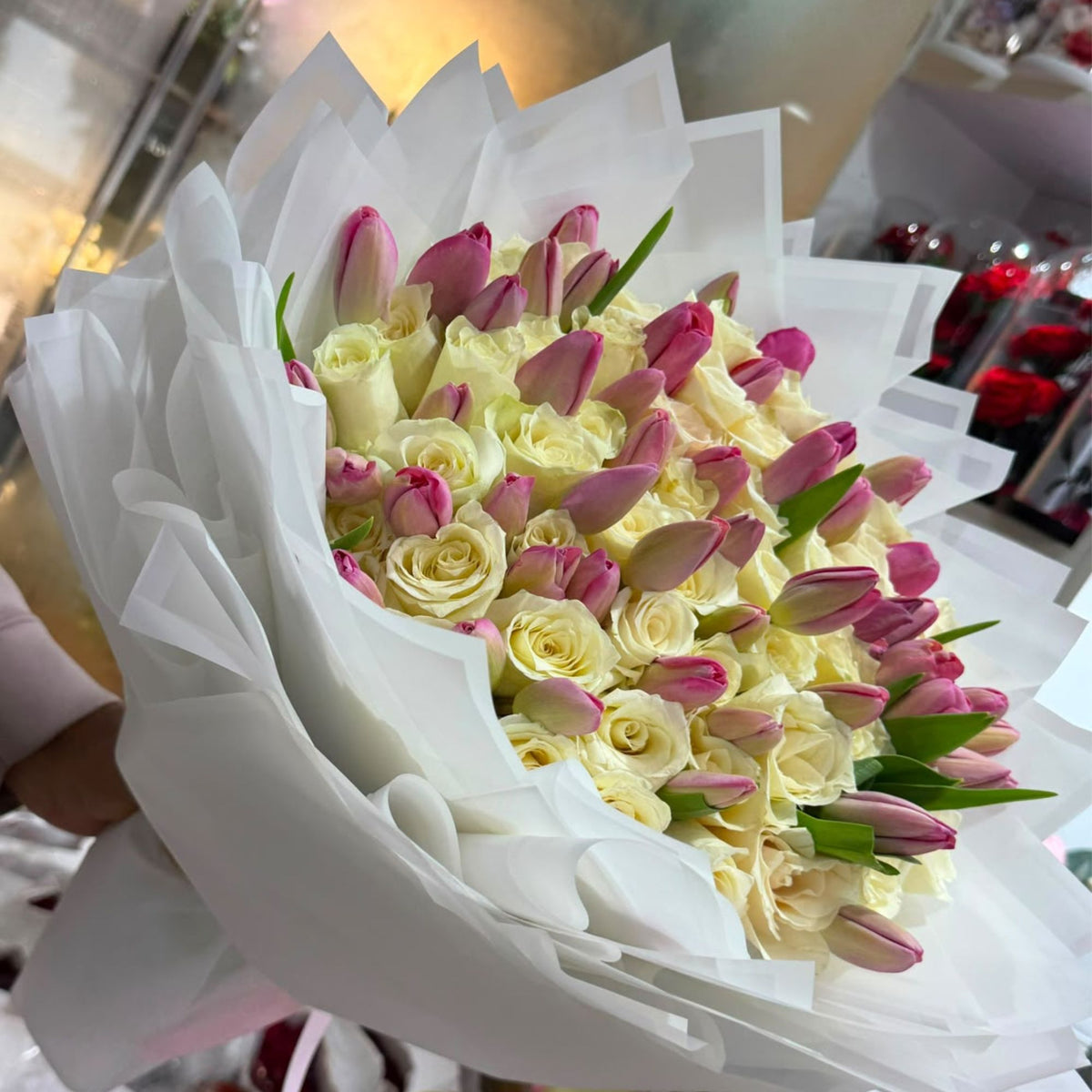50 Roses & 50 Tulips – Mixed Luxury Bouquet | Women's Day Dubai