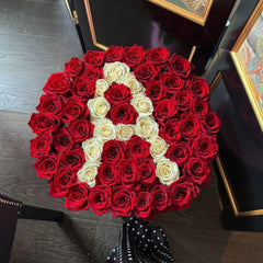 60 Red Roses – Custom Letter Luxury Box | Valentine's Day Dubai