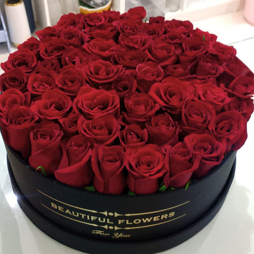 Premium 50 Red Roses in Luxury Black Box – Elegant Romantic Gift