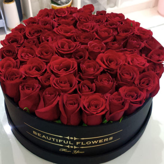 Premium 50 Red Roses in Luxury Black Box – Elegant Romantic Gift