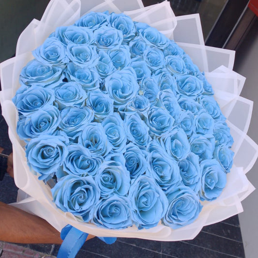 80 Light Blue Roses – Long Stems, Fresh Tinted Flowers