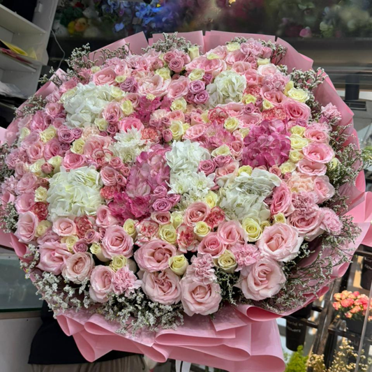 Large Mixed Flower Bouquet  Hydrangeas, Baby Roses, Carnations
