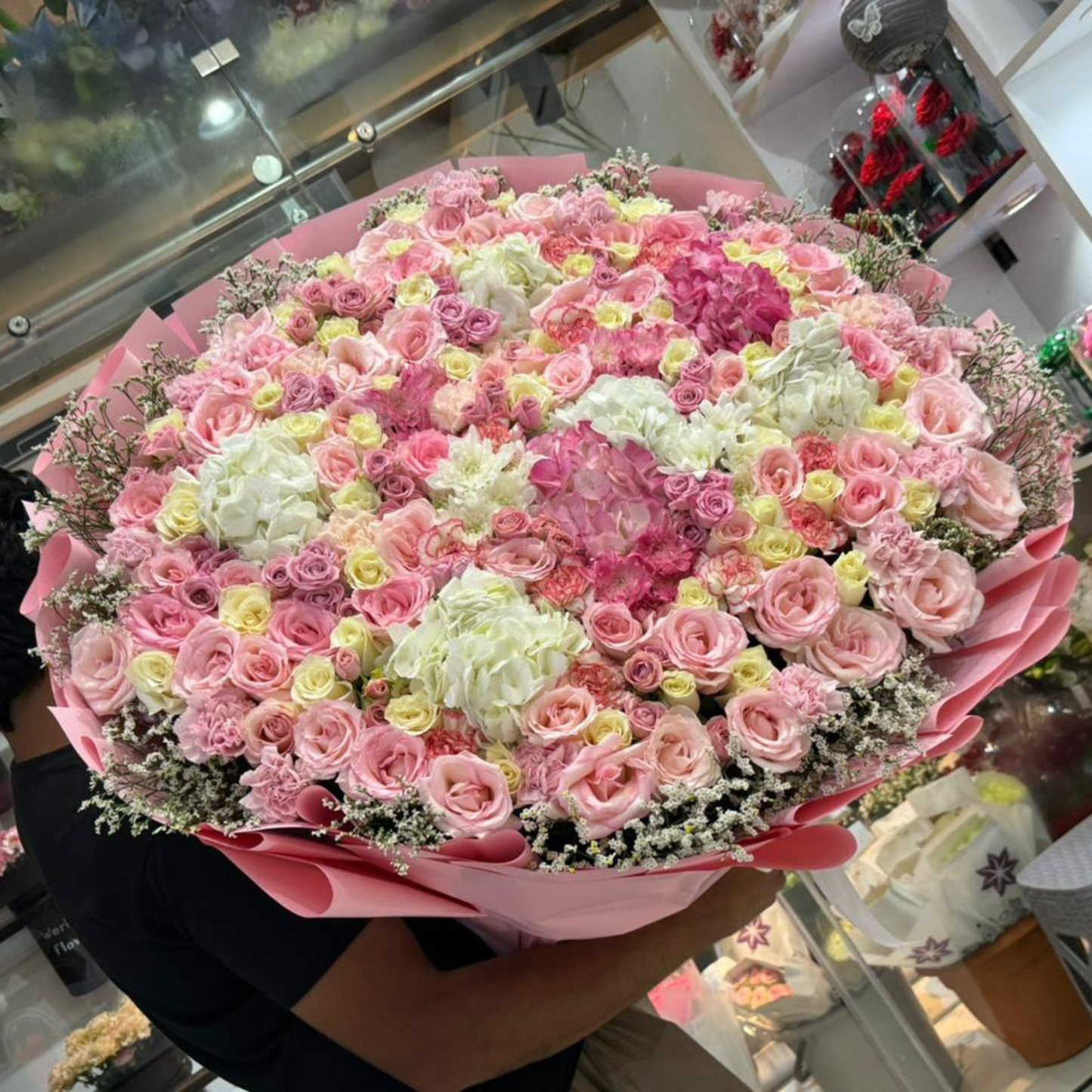 Large Mixed Flower Bouquet  Hydrangeas, Baby Roses, Carnations