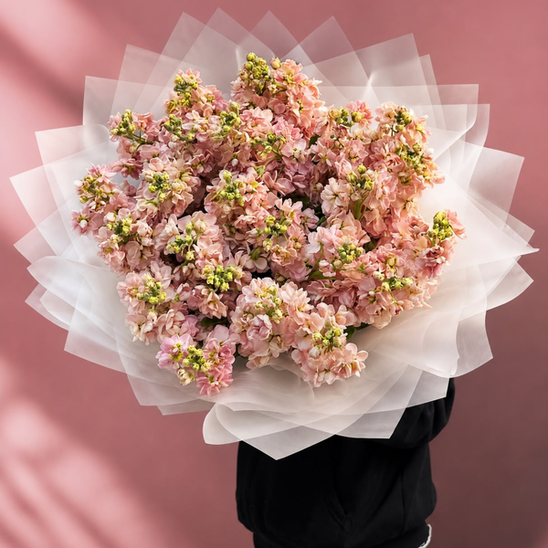 60 Peach Matthiola (Stock Flower) – Fragrant Luxury Bouquet | Dubai