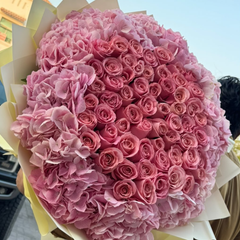 Pink Roses & Hydrangeas Bouquet Dubai | Luxury Flower Arrangement
