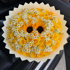 Yellow Roses, Sunflowers & Daisies – Sunshine Mixed Bouquet | Dubai
